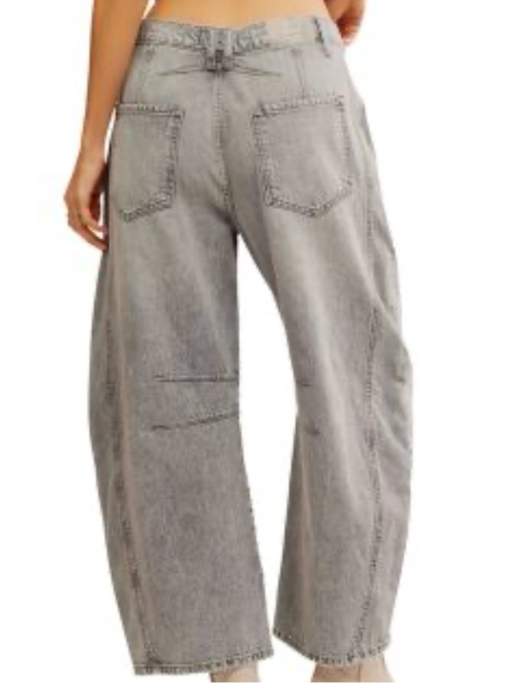 Free People High-Rise Wide Leg Washed Gray Jeans - Picture 3 of 4